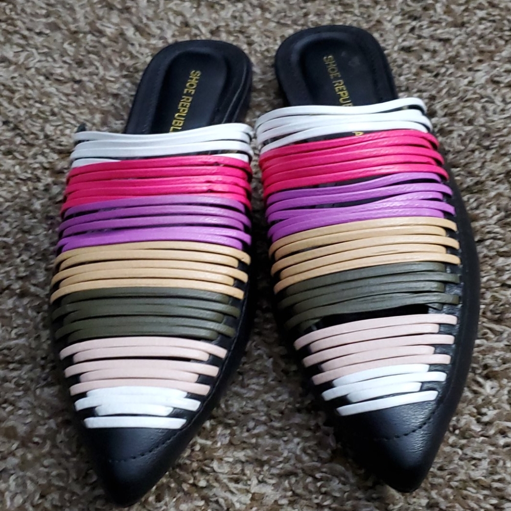 NWOB Shoe Republic LA Flat Mule Strappy Slip 6.5